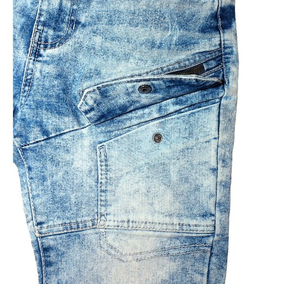 Boy's Southpole Acid Wash Distressed Stretchy Moto Fashion Jeans 7 Pockets Sz 14 - Picture 5 of 11